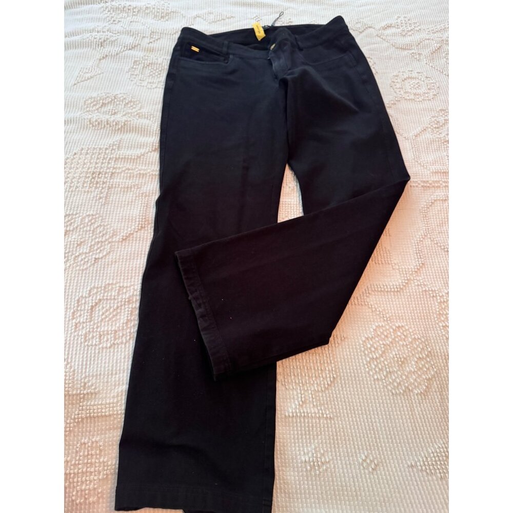 St. John Womens Black Straight-Leg Pants With Embellished Back Pocket Size 12
